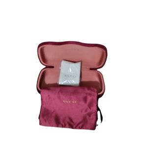 GUCCI Burgundy Sunglass Case with accessories